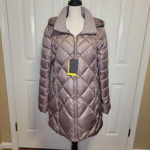 Marc New York Andrew Marc Quilted Lightweight Insulated Hooded Coat – Plum, Medi